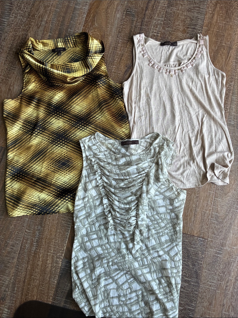 Three 3 Sleeveless Cowl and Scoop Neckline Tops by The Limited Sz M